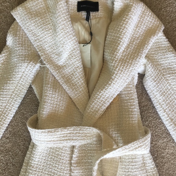SOLd!!!!New Bcbg white textured wrap coat - Picture 3 of 6